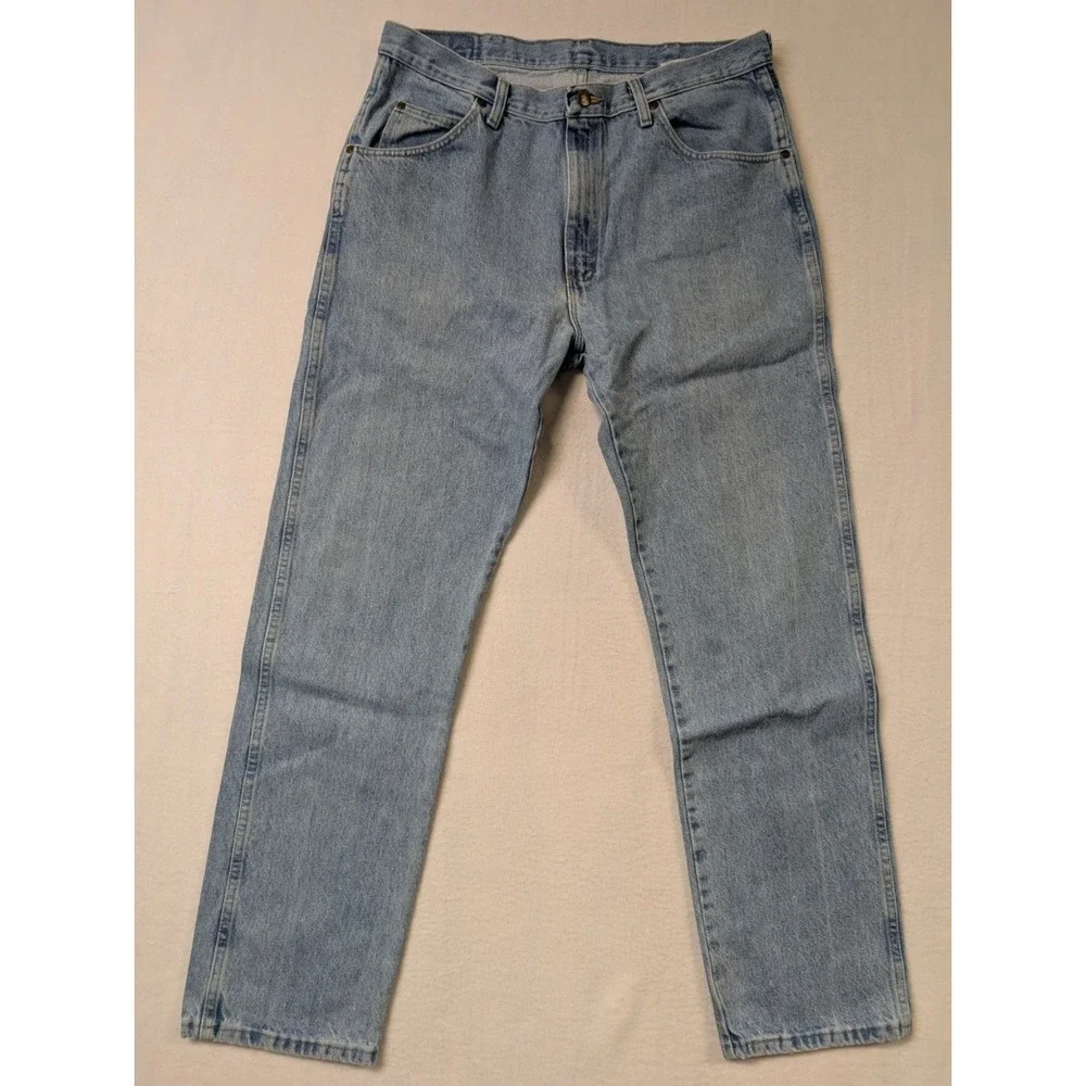 Wrangler Mens Regular Fit Jeans 36 x 34 Light Wash Denim 100% Cotton